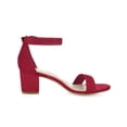 thumbnail image 3 of BLISSFUL STEP Women's Shoes Open Toe Mid Block Heel Ankle Strap Faux Suede Sandals Deep Red 6, 3 of 8