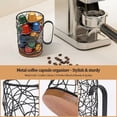thumbnail image 4 of AEVXKHI Coffee Pod Holder with Wooden Base, Metal Wire Basket K Cup Organizer with Handle for Counter, Black Iron K Cup Holder for Kitchen or Coffee Bar, 4 of 11