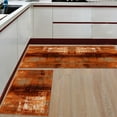 thumbnail image 2 of Burnt Orange Kitchen Rugs Set 2 Pieces, Modern Geometric Orange Non-Slip Rubber Backing Floor Mats Doormat Bathroom Runner Area Rug Carpet, Painting Abstracvt Art, 15.7x23.6in + 15.7x47.2in, 2 of 6