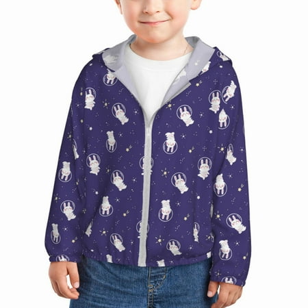 

Lukts Astronaut Rabbit Print Children s Long-Sleeved Sun Protection Clothing Hooded Sweatshirts for Boys and Girls Outdoor Sports-5 Years