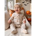 thumbnail image 3 of RUINIXCW Newborn Baby Boy Girl Halloween Outfit Fall Winter Clothes Waffled Footed Romper Ghost Pumpkin Print Long Sleeve Zip Up Footie Jumpsuit Hat, 3 of 10