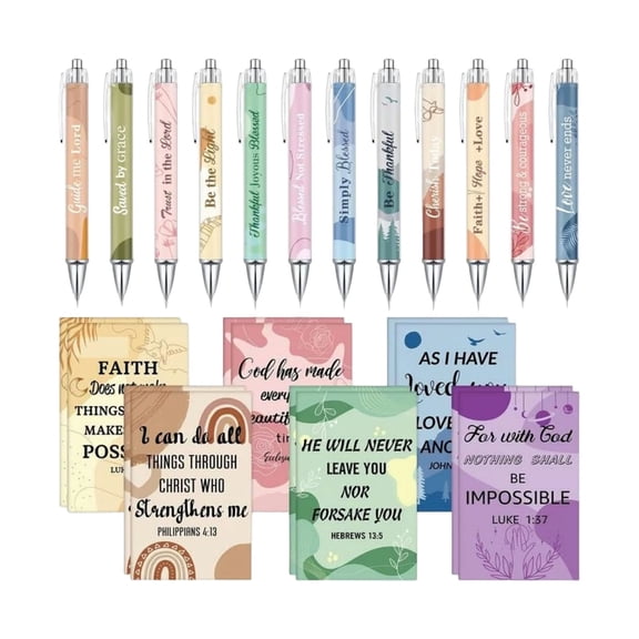 Inspirational Scripture Pen Kit – Bible Verse Pens & Cards with Floral Design for Church Groups