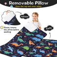 thumbnail image 3 of Colorful Cartoon Dinosaurs Plants Pattern Teens Toddler Nap Mat with Pillow, Sleeping Mat Bag for Preschool Daycare 60"x20", 3 of 6