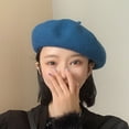 thumbnail image 3 of Beret Hat Retro All Match Faux Wool French Style Winter Beanie for Daily Wear, 3 of 10