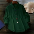 thumbnail image 4 of Womens Fashion Casual Button Down Shirt Long Sleeve Collar Loose Regular Blouses Fall Tops Green XL, 4 of 7