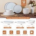 thumbnail image 5 of Vesteel Dinnerware Sets for 4, 12Pcs Double Reactive Glaze Plates and Bowls Set, Farmhouse Handmade Stoneware Sets for Home Restaurant, Microwave & Dishwasher Safe, Speckled White, 5 of 8