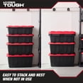 thumbnail image 6 of Hyper Tough Storage Bin with Snap Lid, 17 gal, Pack of 4, Low Profile, Black Base and Red Lid, 6 of 11