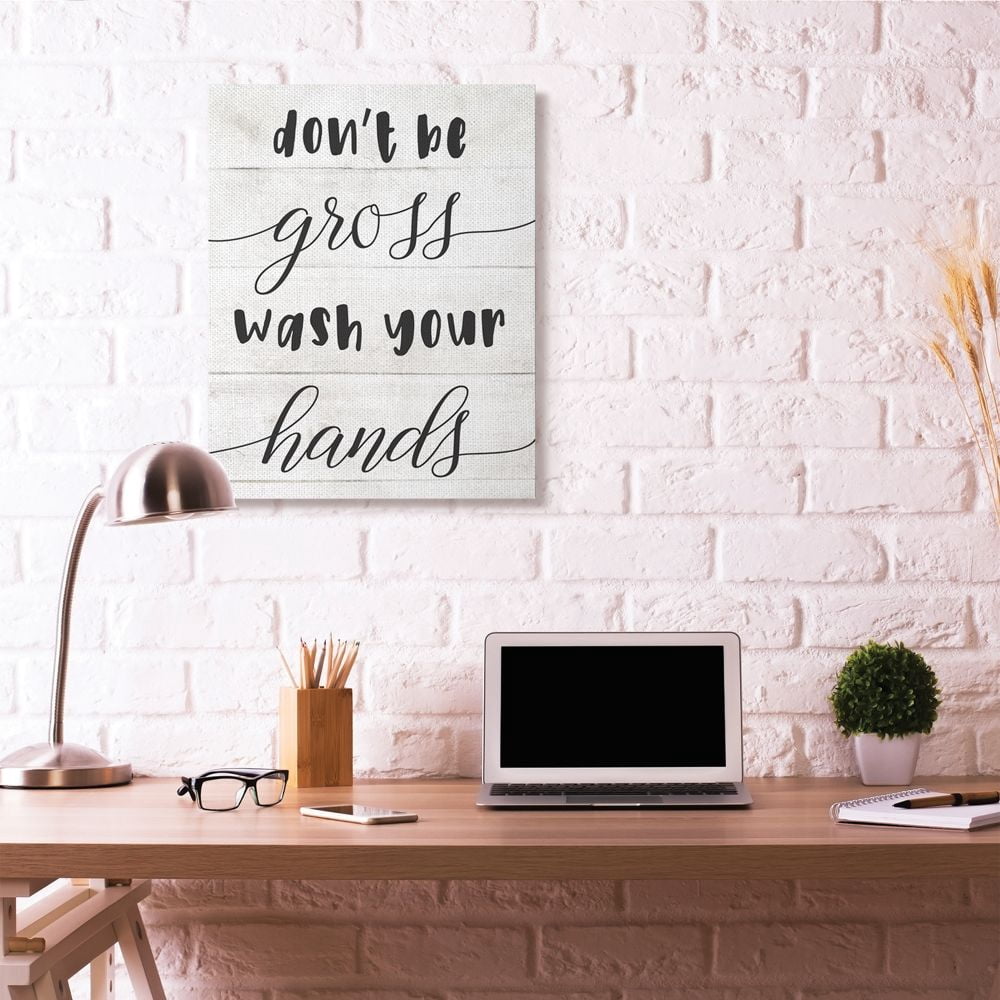 Don't Be Gross Bathroom Family Home Word Design XXL Stretched Canvas Wall Art by Daphne Polselli