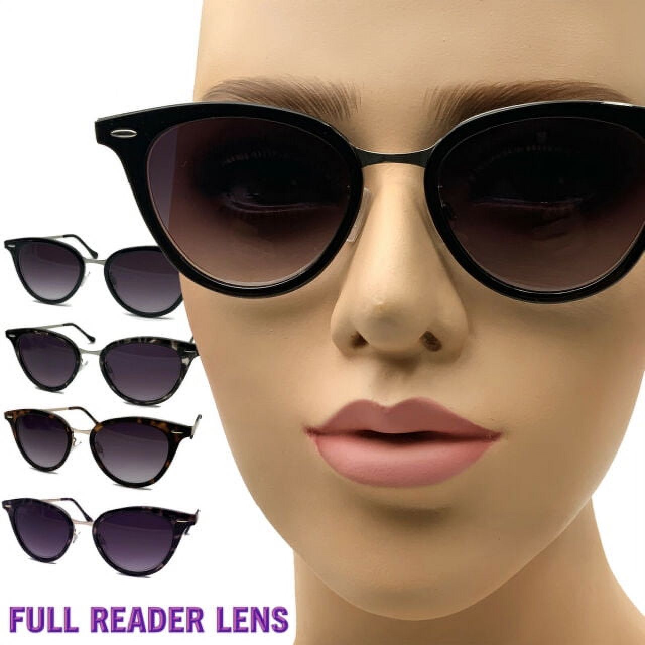 grinderPUNCH Womens Cat Eye Full Lens Magnified Tinted Readers Reading Sunglasses - Tortoise,+1.25 strength - image 4 of 4