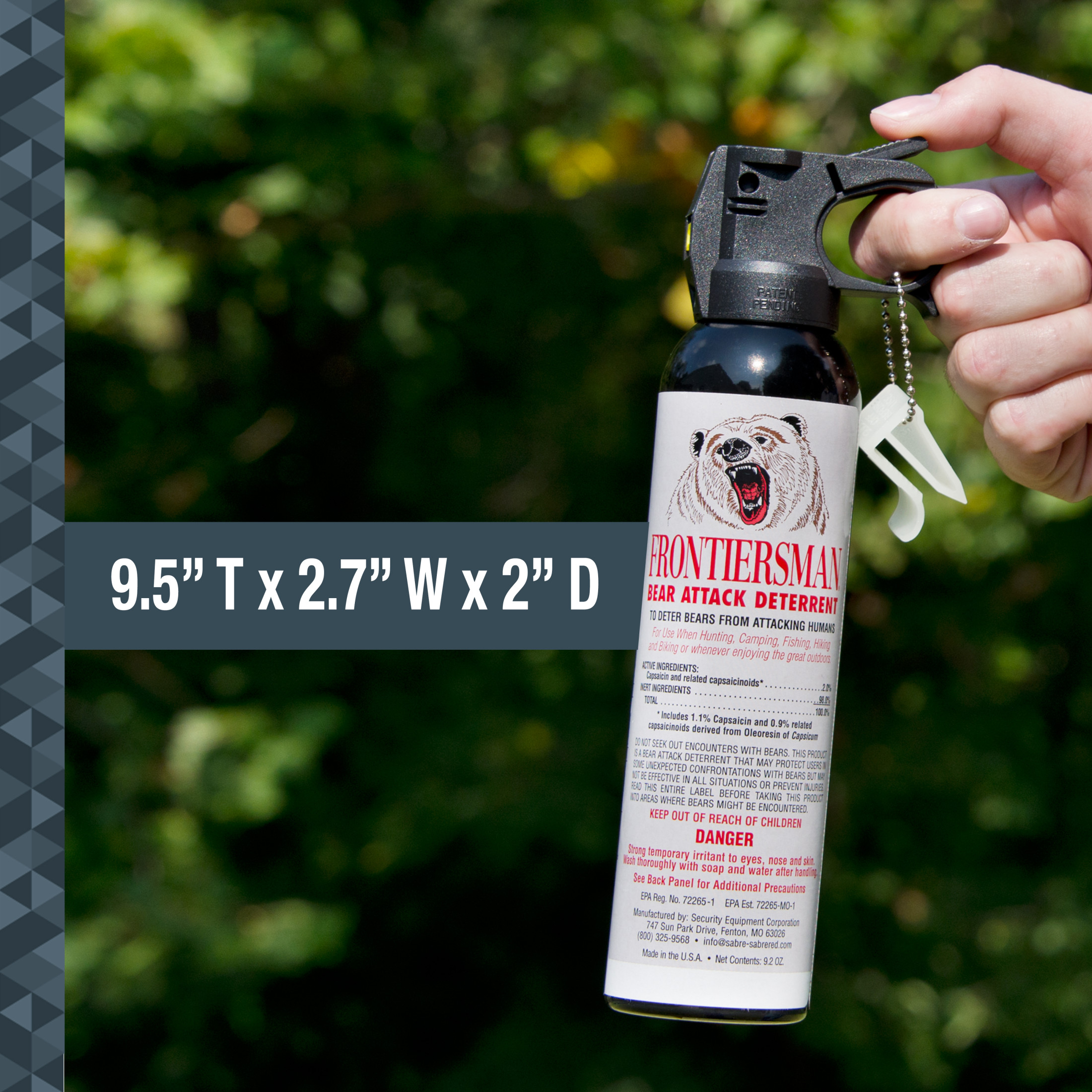 SABRE Frontiersman 9.2 Ounce Bear Spray Deterrent, 35-Foot Range, White, 9.5 in. - image 5 of 9