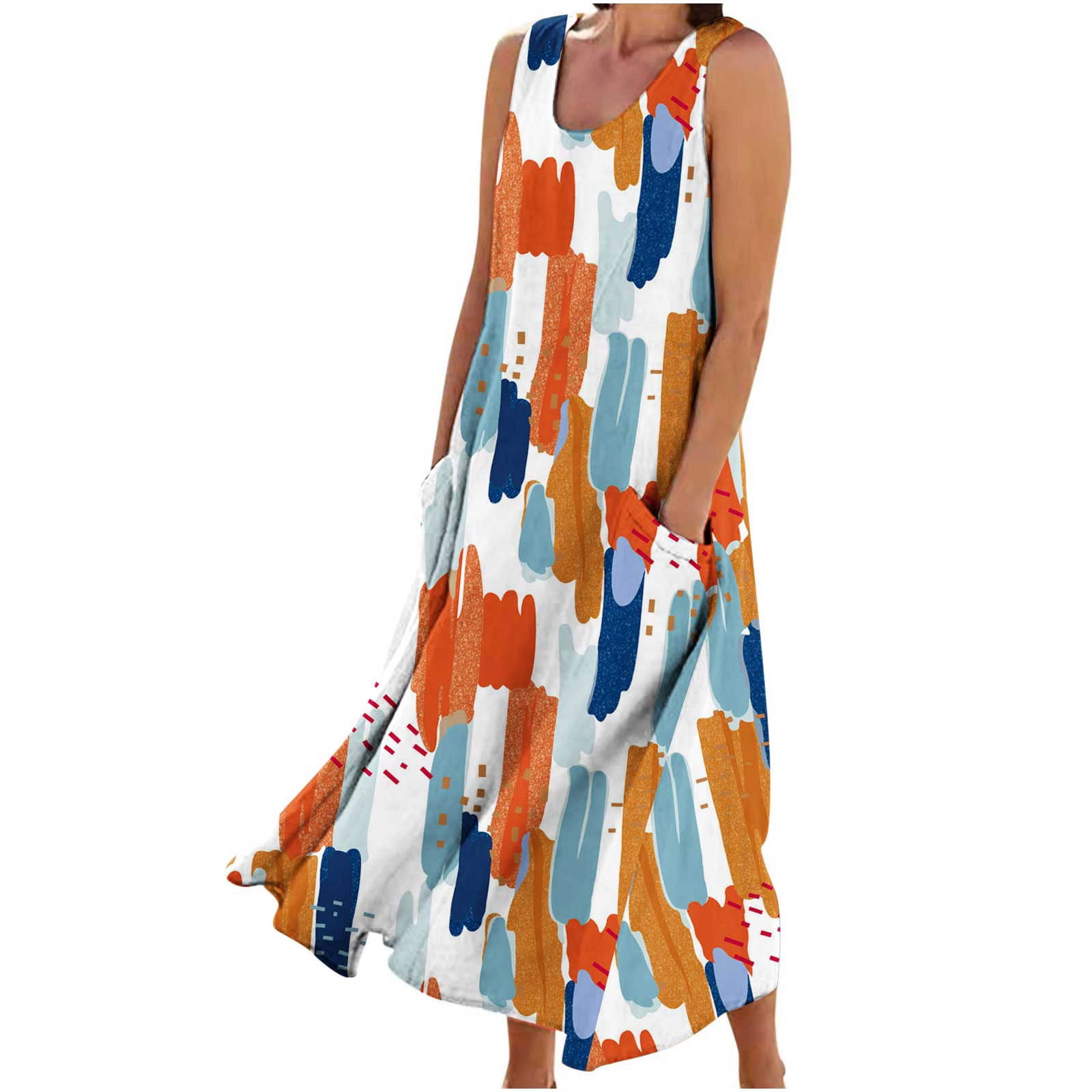 Wandatree Summer Dresses for Women Clearance Fashion Print Crewneck ...