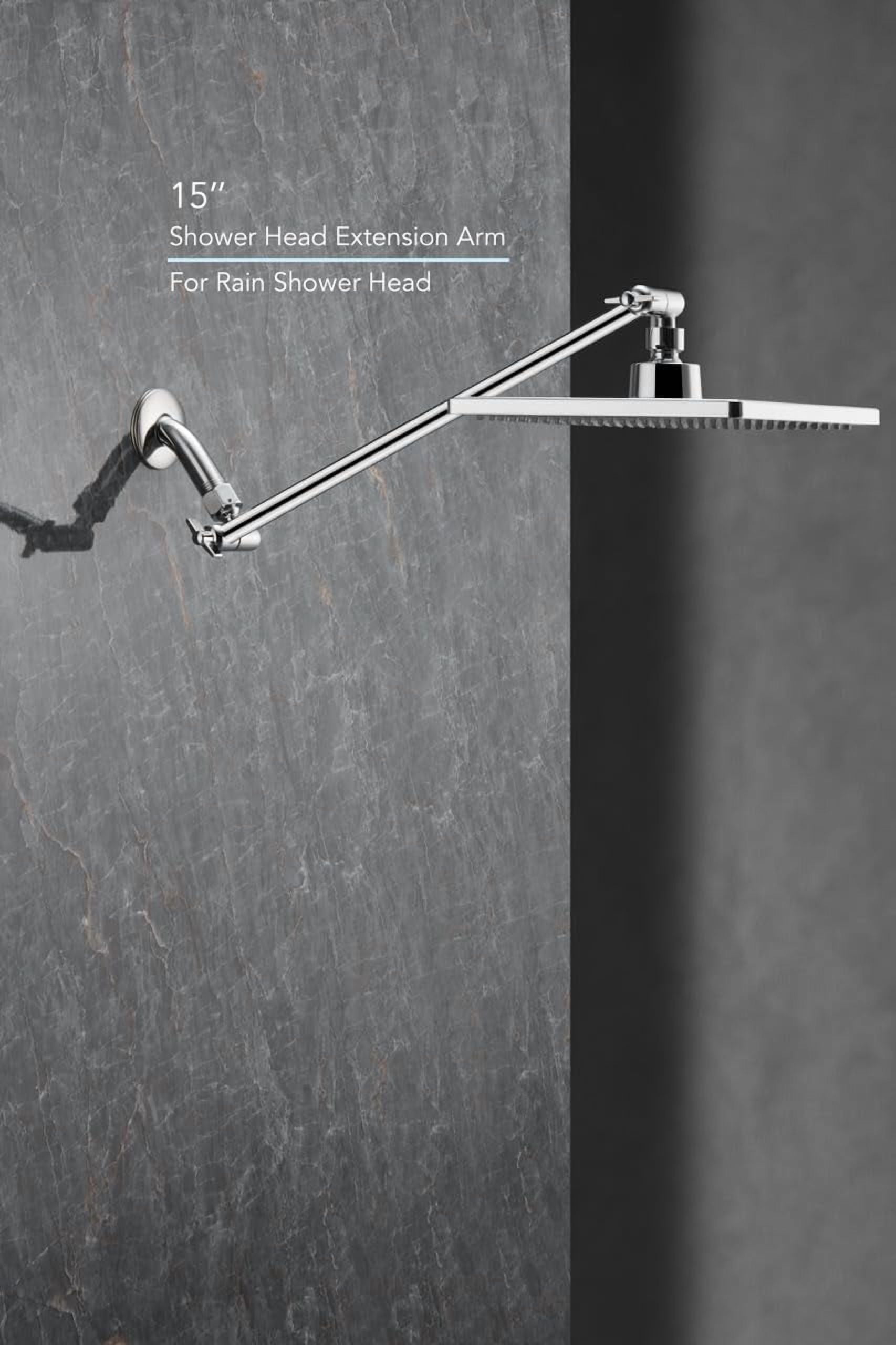 Rain Shower Head  8'' High Rainfall Square Showerhead With 15'' Extension Arm Brass Adjustable Extender Waterfall Fixed Showerheads Chrome