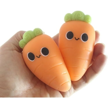 Set of 2 Carrot Doh Balls - Thick Creamy Doh Filling - Ultra Squishy and Soft Relaxing Sensory Fidget Stress Toy Easter