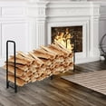 thumbnail image 3 of Gymax 8 Feet Outdoor Steel Firewood Log Rack Wood Storage Holder for Fireplace Black, 3 of 10