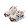 thumbnail image 3 of Jinhomg Baby Girls Cute Sneakers Led Light Up Luminous Sport Shoes Toddler Non Slip Velcro Walking Running Sneakers Khaki 2 Years, 3 of 6