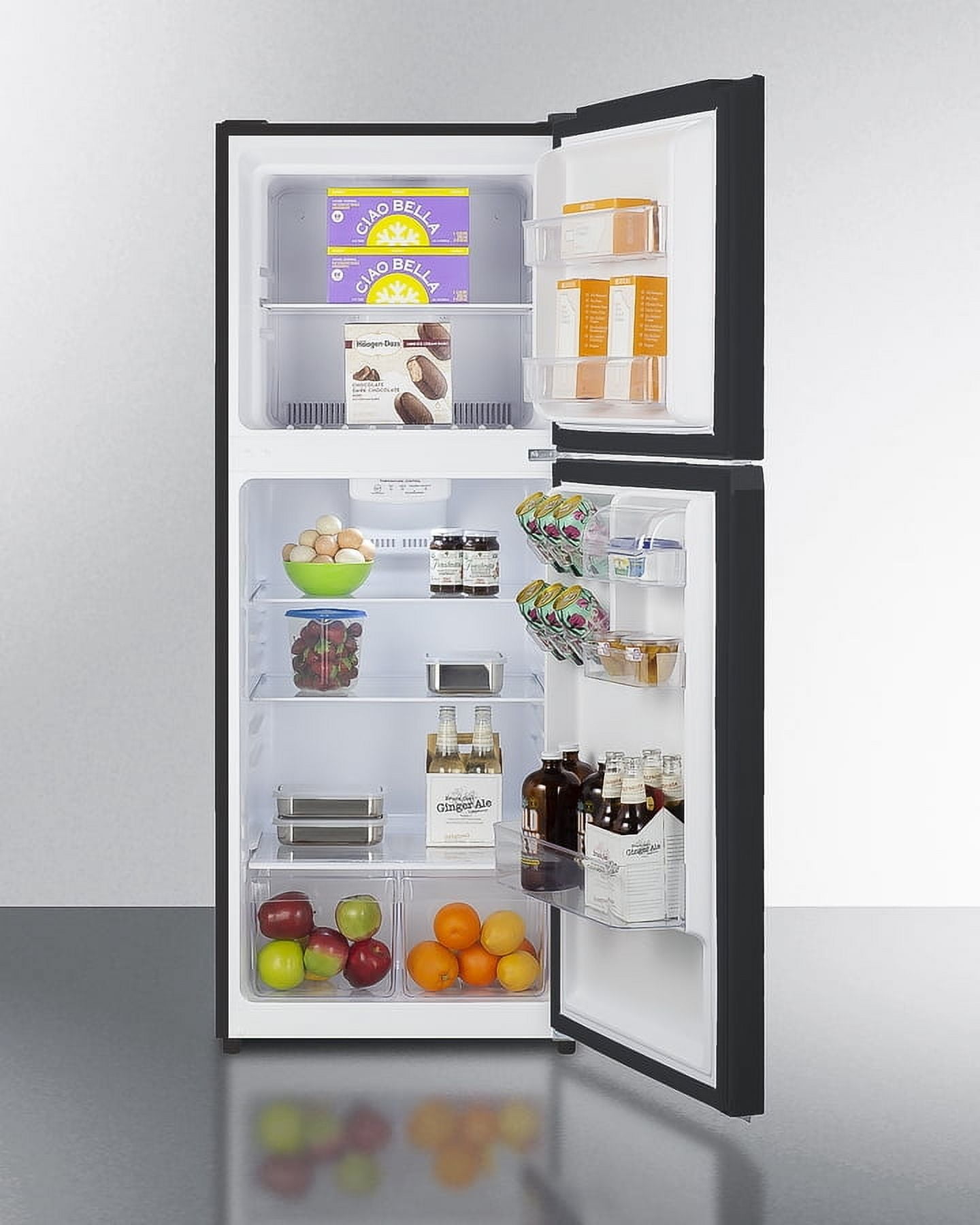 24" Wide Top Mount Refrigerator-Freezer with Icemaker, black