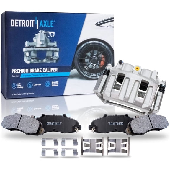 Detroit Axle - Front Brake Kit for 1999-2003 Ford F-150 2002 Lincoln Blackwood, 2000 2001, Disc Brake Caliper w/Bracket Ceramic Brake Pads w/Hardware Replacement