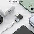 thumbnail image 5 of Convertidor de USB C/Tipo C hembra a USB 2.0 macho en ángulo recto para teléfono móvil y portátil, dorado, 5 of 5
