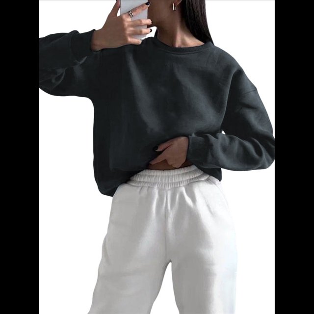 Sudaderas de Mujer con Cuello Redondo, Forro , Suéteres Oversize, Otoño 2025, Blusas Bonitas, Ropa Preppy Estilo-X M
