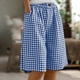 thumbnail image 2 of Pantalones Sueltos de Pierna Ancha para Mujeres Casual Elástico Pantalones Rectos de Pierna Ancha con Bolsillo Medio Pantalones Cortos, 2 of 9
