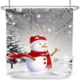 thumbnail image 3 of Winter Snowflake Shower Curtain Merry Christmas Gold Sliver Big Small Snowflake Shower Curtain for Bathroom Winter Holiday Xmas Eve Decor Fabric Bath Curtain 72x72 Inches with Hooks, 3 of 6