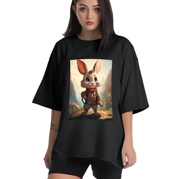 Plus Size Shirt for Women Black Tops for Women Short Sleeves Shirt for Women Rabit T Shirt Crewneck Shirt for Women XS