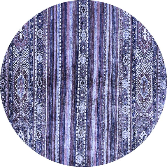 Ahgly Company Machine Washable Indoor Round Abstract Blue Modern Area Rugs, 6' Round