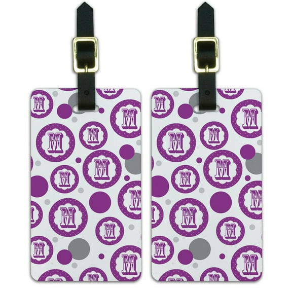 Graphics and More Letter M Initial Flower Purple Luggage Suitcase Carry-On ID Tags Set of 2