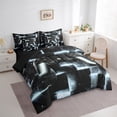 thumbnail image 2 of 7-Piece Video Game Bed in a Bag Teens Aesthetic Neon Plaid Bedding Set, Gamepad Gamer King Size Comforter Set Black and Grey Bedding Comforter Sets, Glowing Futuristic Cubes Bed Set, 2 of 5