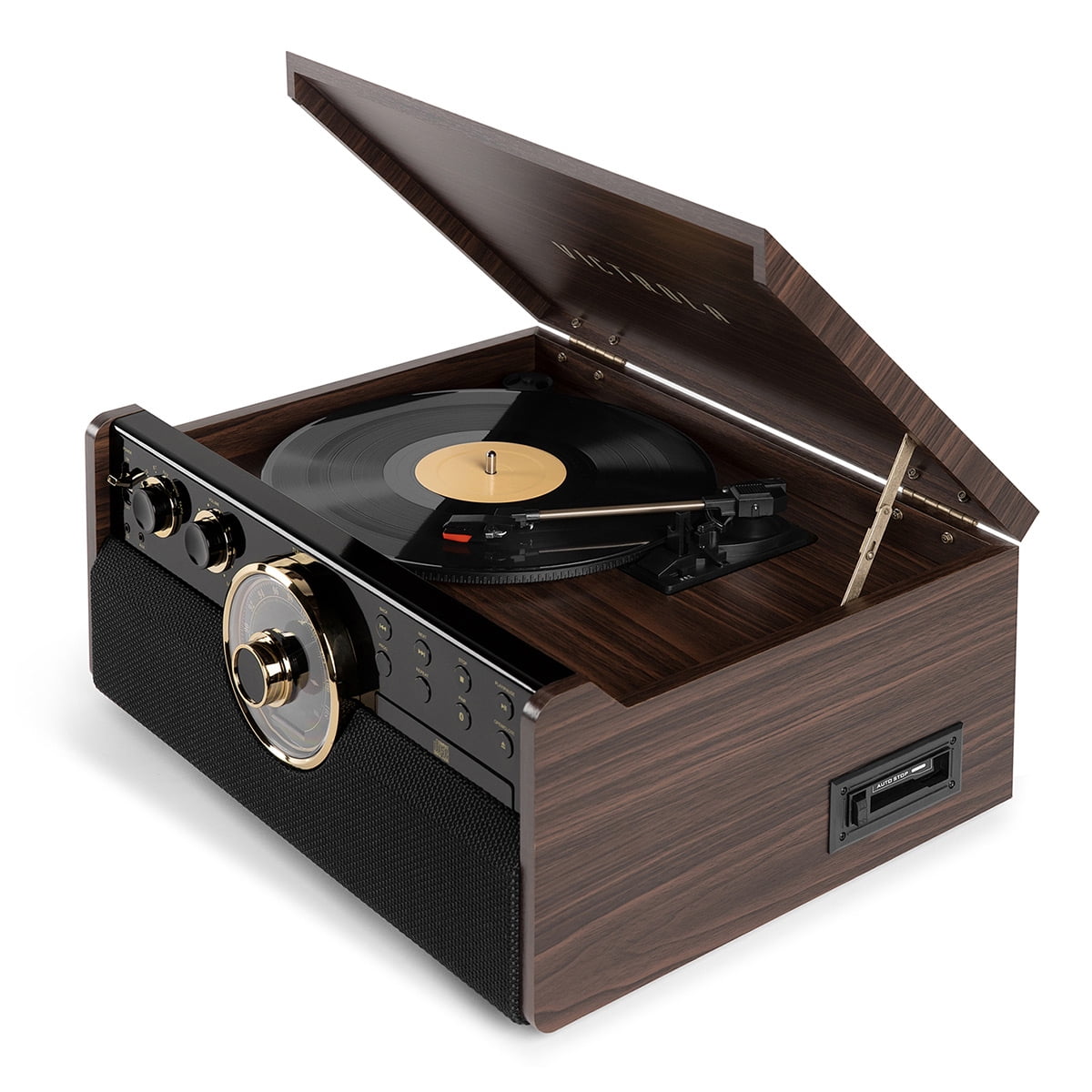 Victrola 7-in-1 Wood Bluetooth Mid Century Record Player with 3 ...