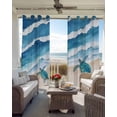 thumbnail image 6 of Blue Coastal Blackout Curtains for Bedroom Living Room Darkening Curtains 84 Inch Length 2 Panels Set Sea Turtle Summer Beach Waves Nautical Window Curtain Window Treatment Grommet Drapes 52"x84", 6 of 9