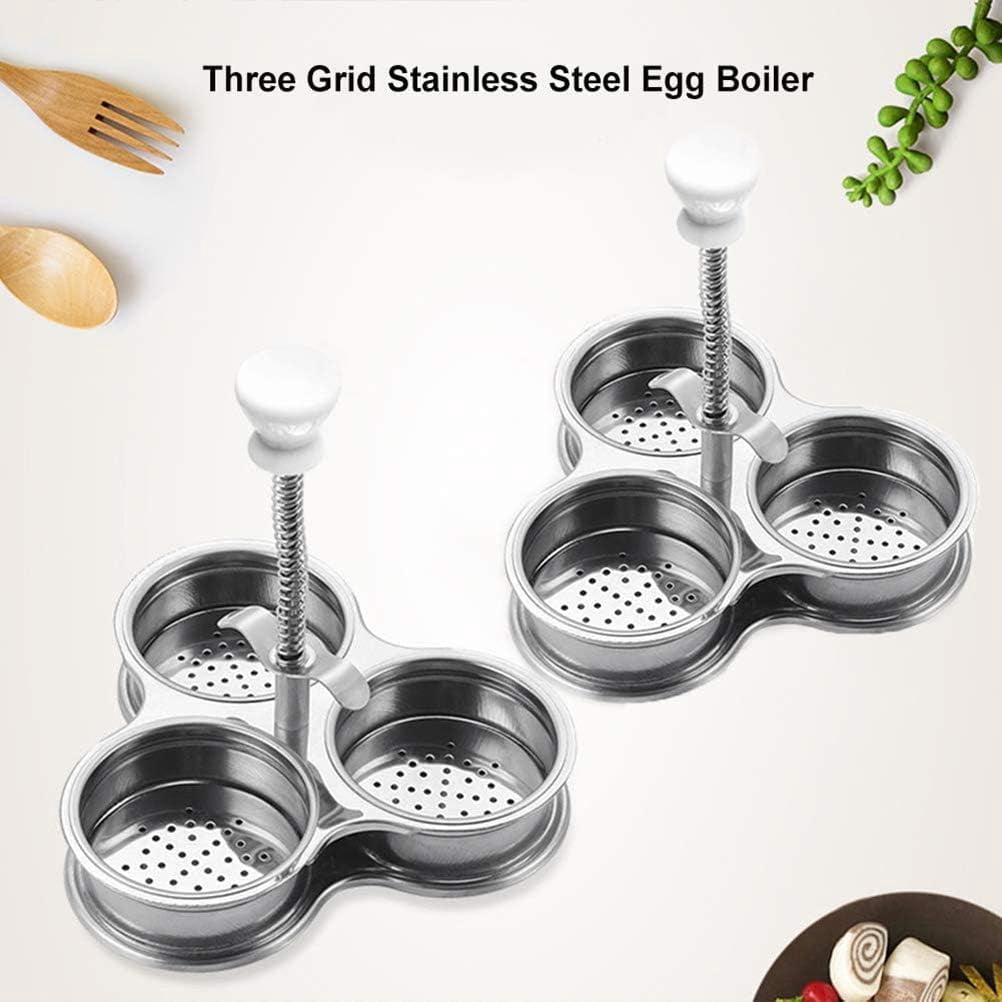 ABPETE Egg Poachers with 3 Stainless Steel Grids, Non Stick Pocket Egg Cups for Quick, Easy, and Nutritious Breakfast