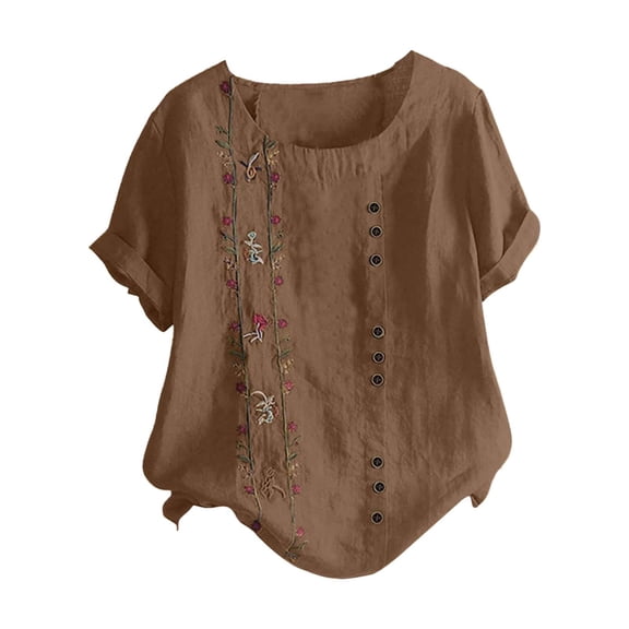 Womens T Shirts Loose Vintage Lightweight Short Sleeve Crew Neck Solid Print Top Everyday Wear Womens Tees XXL
