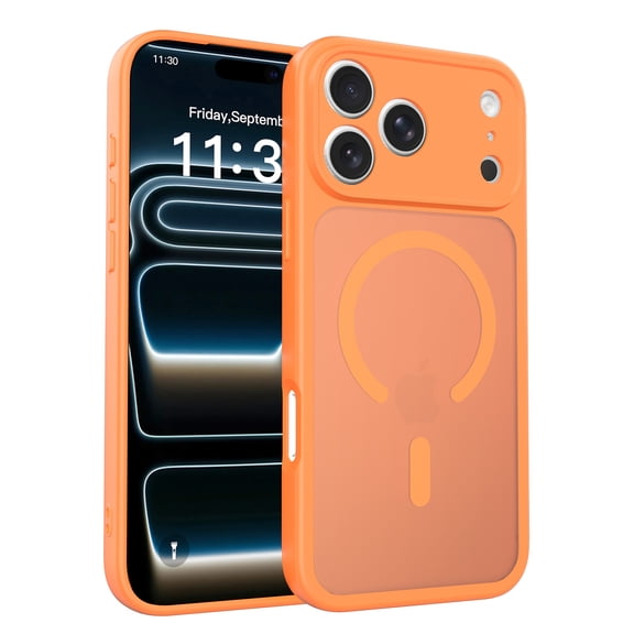 Dteck for iPhone 17 Pro Max Case, Compatible with MagSafe, Camera Protection Shockproof Translucent Matte Protective Phone Cover,Orange