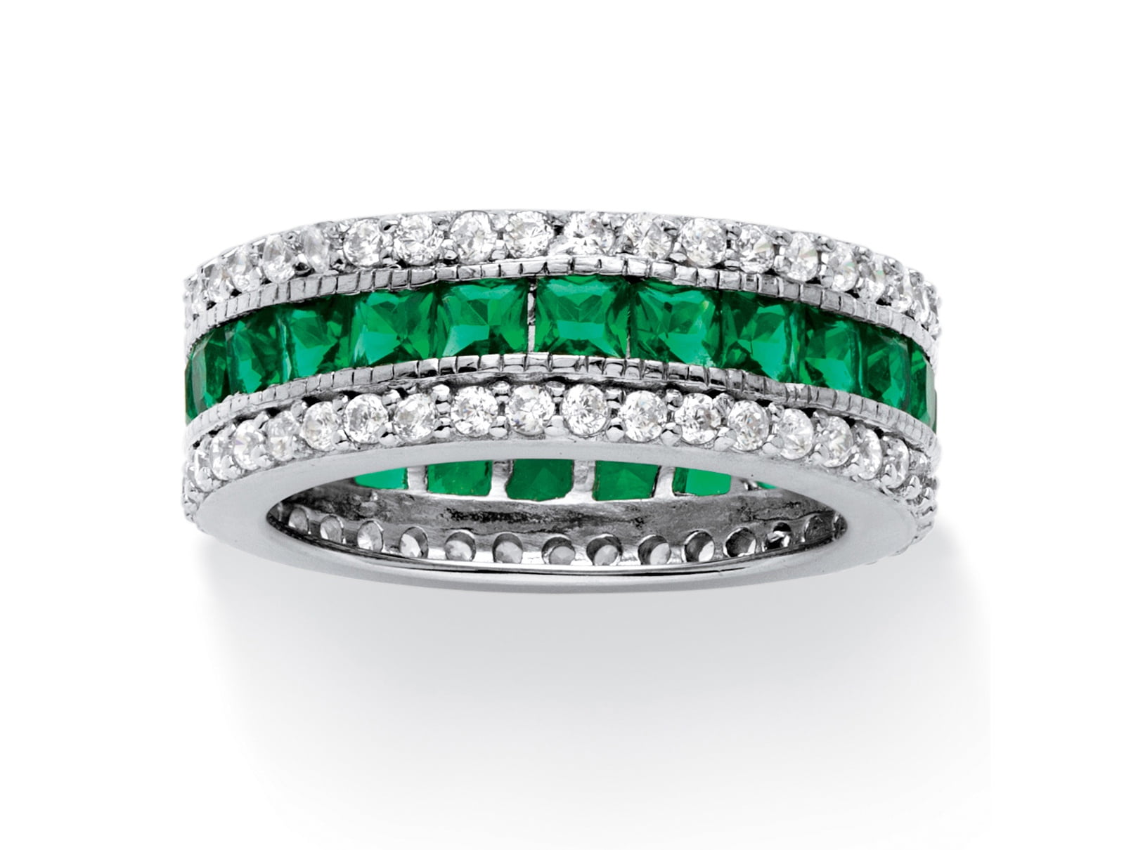 PalmBeach Jewelry 10.83 TCW PrincessCut Simulated Emerald Eternity