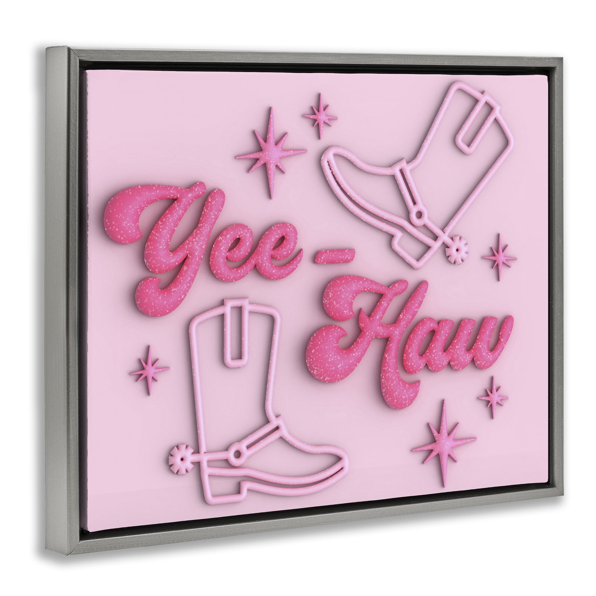 Stupell Industries Retro Yee Haw Entertainment Painting Gray Floater Framed Canvas Art Print Wall Art, 31 x 25
