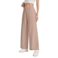 thumbnail image 4 of Womens Linen Wide Leg Pants Casual Zipper Front Summer Cropped Trousers Beach Vacation Dressy Pants with Pockets M, 4 of 5