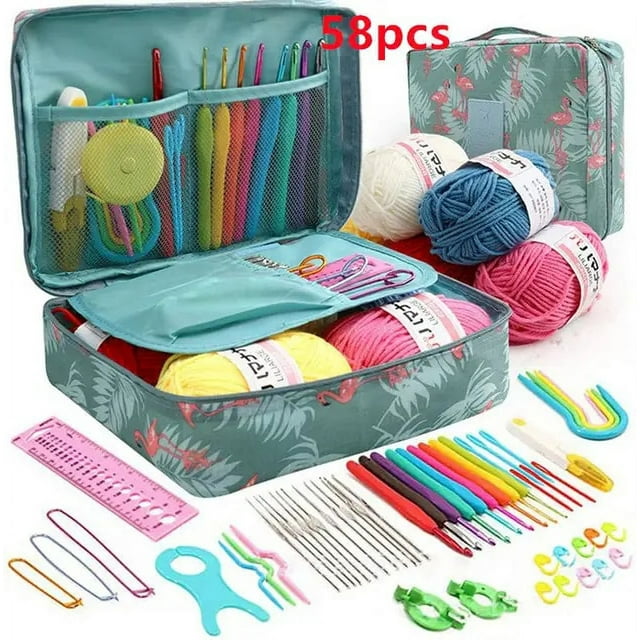 DIY Knitting Tools Kits Portable Crochet Hand Novice Beginners Multi-color Storage Kits,style i 58pcs