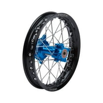 Tusk Impact Complete Wheel - Rear 12 x 1.60 Black Rim/Silver Spoke/Blue Hub For GASGAS MC 65 2021-2023