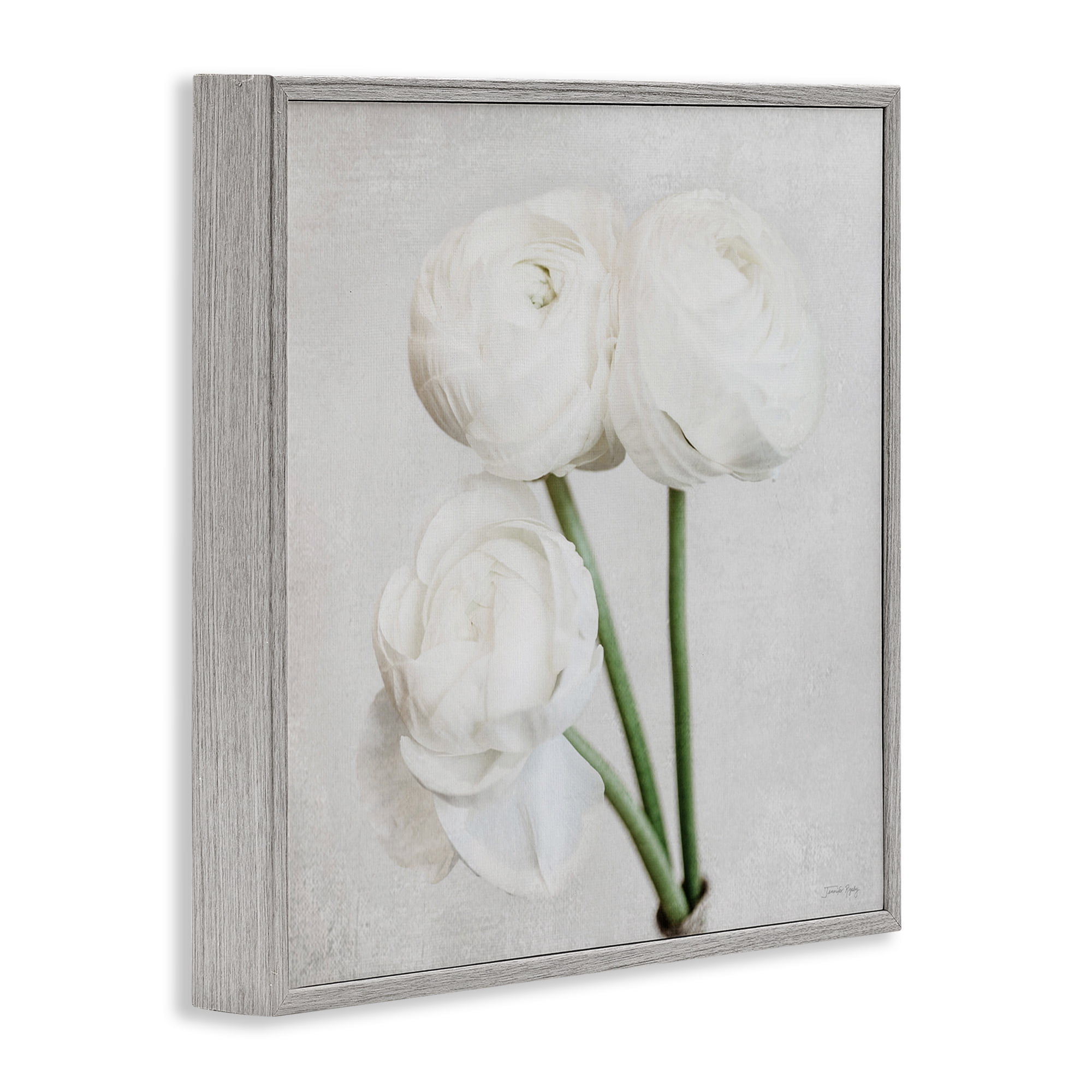 Stupell Industries Charming Peony Trio Botanical & Floral Painting Gray Framed Art Print Wall Art, 17 x 17