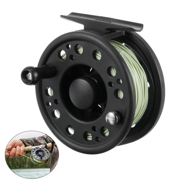 Awardfan 3.1inch Fly Fishing Reel Light Green Fly Fishing Whee Fly Spinning Round Rifle With Fishing Line For Fisherman Sea Lake River Fishing