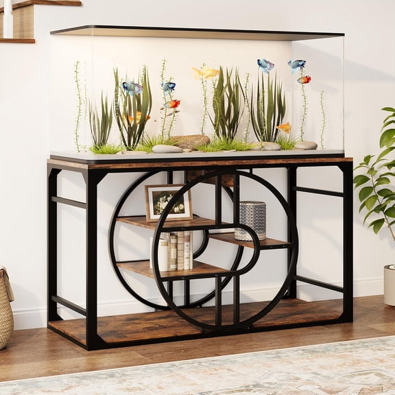 55-75 Gallon Aquarium Stand, Metal Aquarium Stand with Power Outlets, Cabinet for Fish Tank Accessories Storage - Suitable for Fish Tank Stand, Turtle, Reptile Terrarium