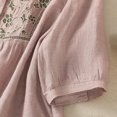 thumbnail image 6 of Ounisa Shirts for Women Summer Embroidered Cotton Linen Blouse 3/4 Sleeve Stand Up Collar Top Vintage Boho Causal Button Shirt, 6 of 9