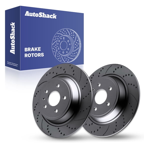 AutoShack Rear Solid Drilled & Slotted Coated Brake Rotors Black Matte Finish 2-PC Set Replacement for 2013-2020 Ford Fusion 2017-2019 Ford Escape 2015-2019 Lincoln MKC BlackShield 12.44" (316 mm)