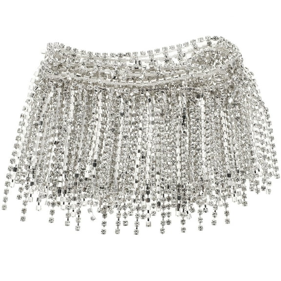 RENACLIPY Rhinestone Tassel Chain Multi Glass Alloy 1Pack 35.37X3.14X0.12In