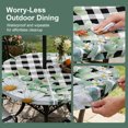 thumbnail image 5 of Round Outdoor Tablecloth with Umbrella Hole and Zipper, Spring Floral Tablecloth with Elastic Waterproof, Daisy Eucalyptus Leaves Black White Plaid Patio Table Covers for 55" - 60" Pool Tables, 5 of 9