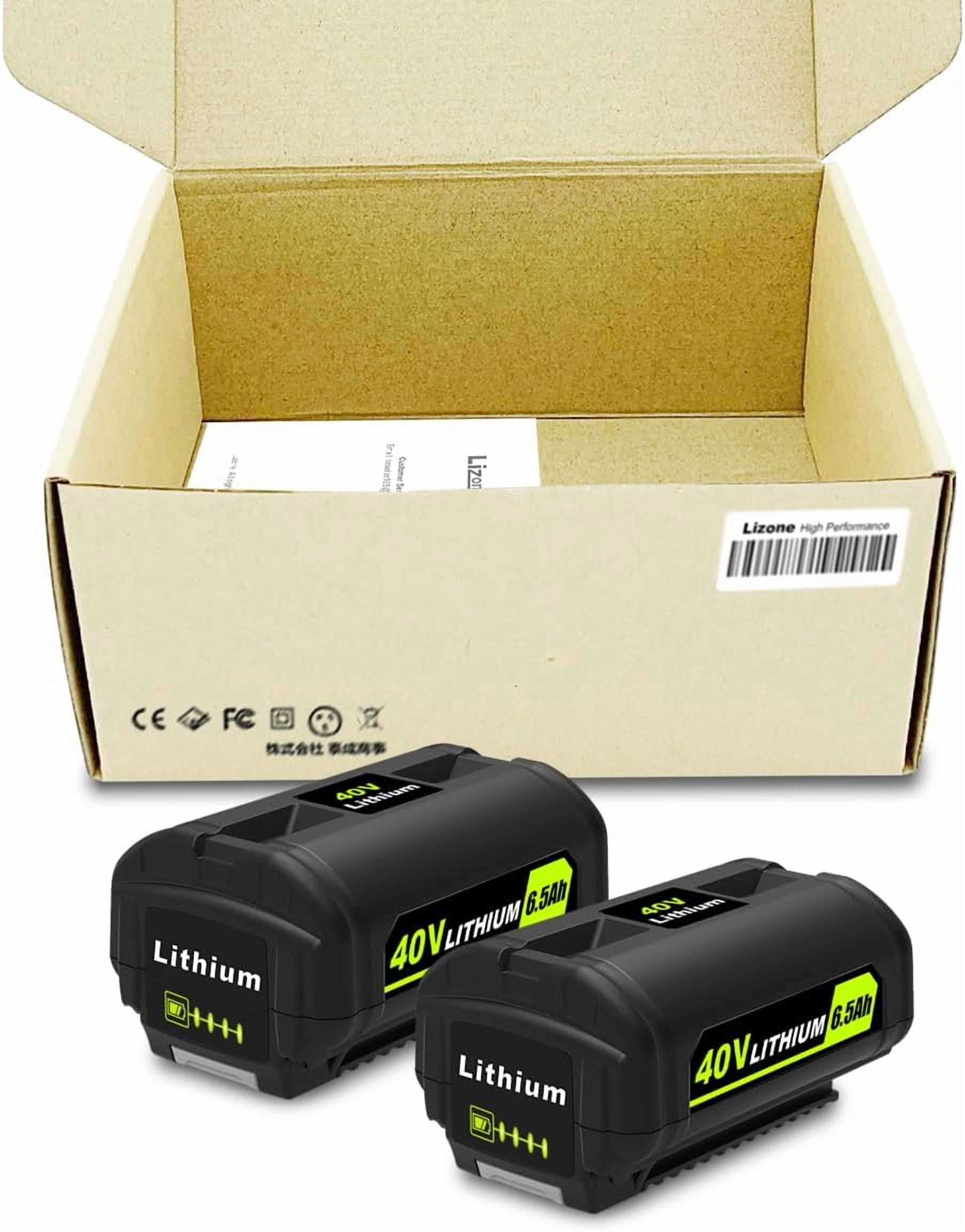 2 Pack OP4040 40V 6.5Ah Battery Replacement for Ryobi 40V 4Ah Battery OP4040 5Ah OP4050A 6Ah OP40601 OP4060A1 OP40602 2Ah OP40201 Compatible with Ryobi 40V Lithium Battery 4Ah 5Ah 6Ah