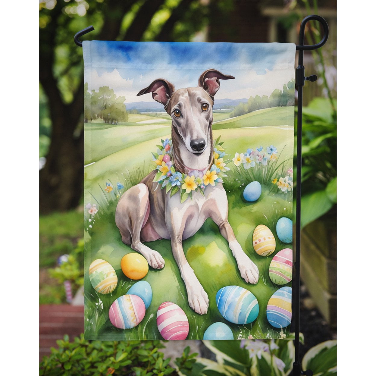 Greyhound Easter Egg Hunt Garden Flag 11.25 in x 15.5 in