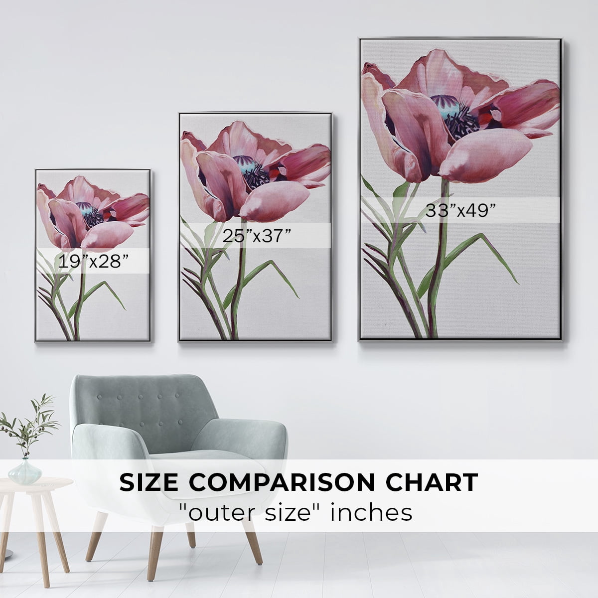 Paris Poppy Framed Premium Gallery Wrapped Canvas - Ready to Hang - 25 x 37 - Silver Floating Frame