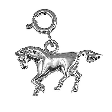 14K White Gold Horse Pendant - 17 mm